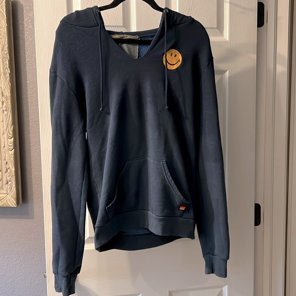 Classic SMILEY face 🙂 AVIATOR nation pullover hoodie - Sweatshirt (L) Navy